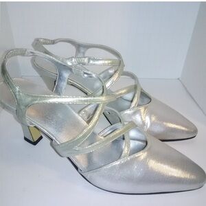 Elegant Silver Strappy Heels